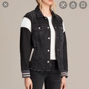 All Saints Vintage baseball trucker bomber jacket